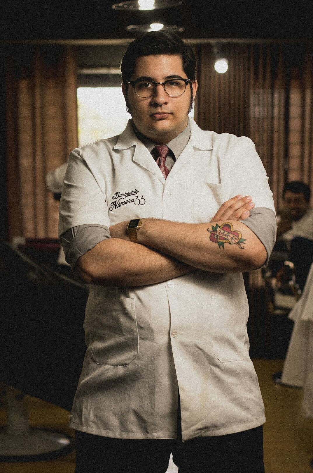 Portrait of a Hispanic man researcher with a light beard