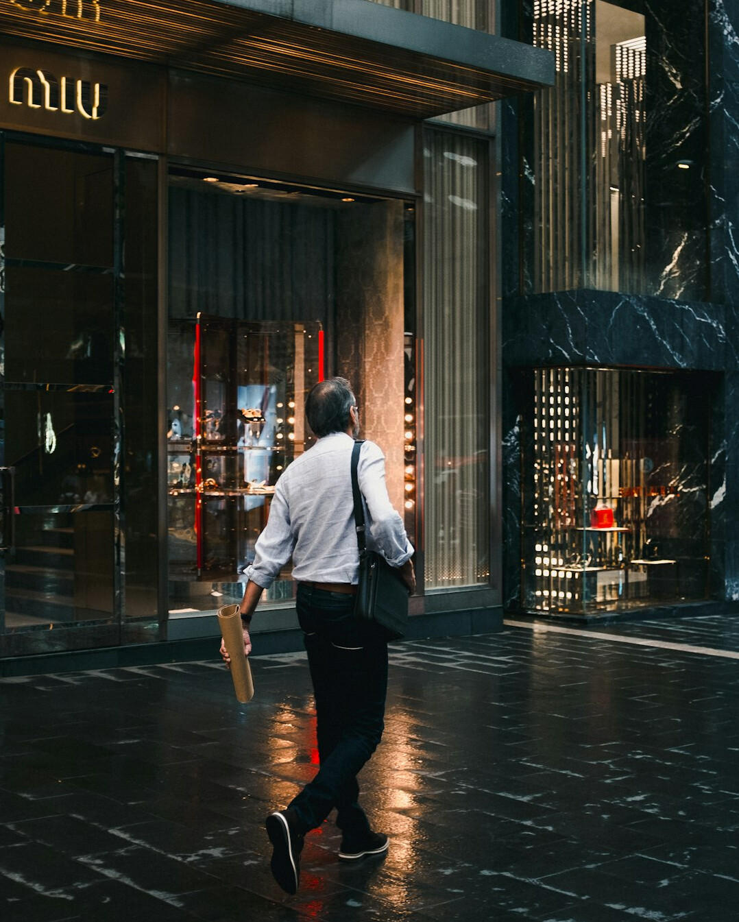 man browsing luxury store